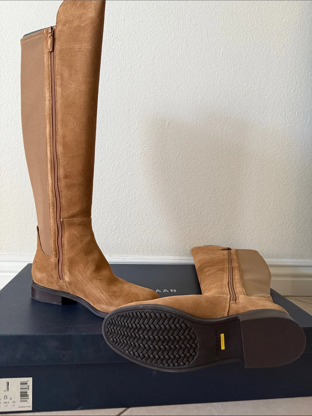 New Cole Haan Over-the-Knee Suede Boots in Cognac Brown